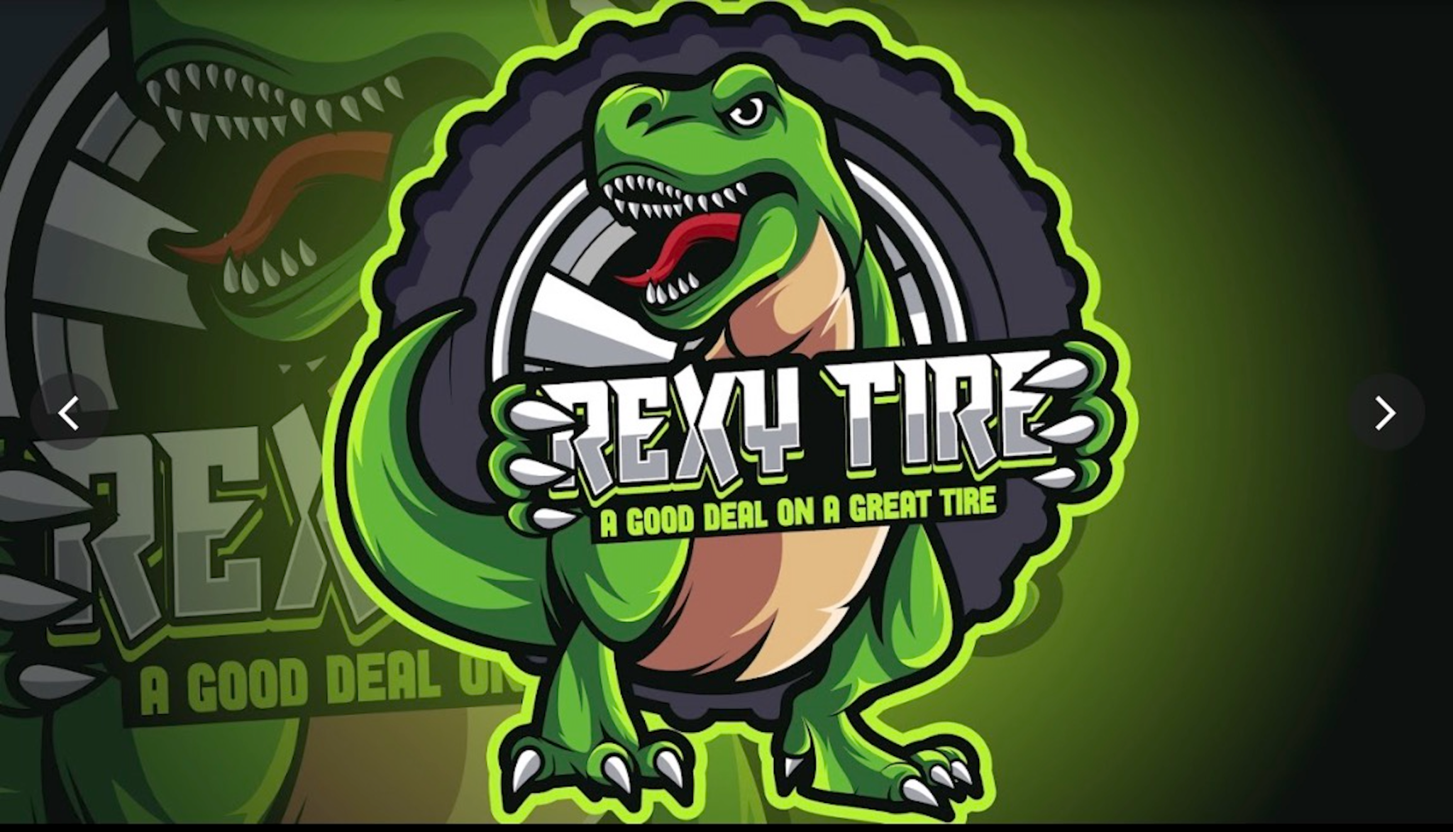 Rexy Tire dinosaur and tire logo: A good deal on a great tire